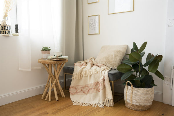 Decke Bohist 200 Rosa / Creme